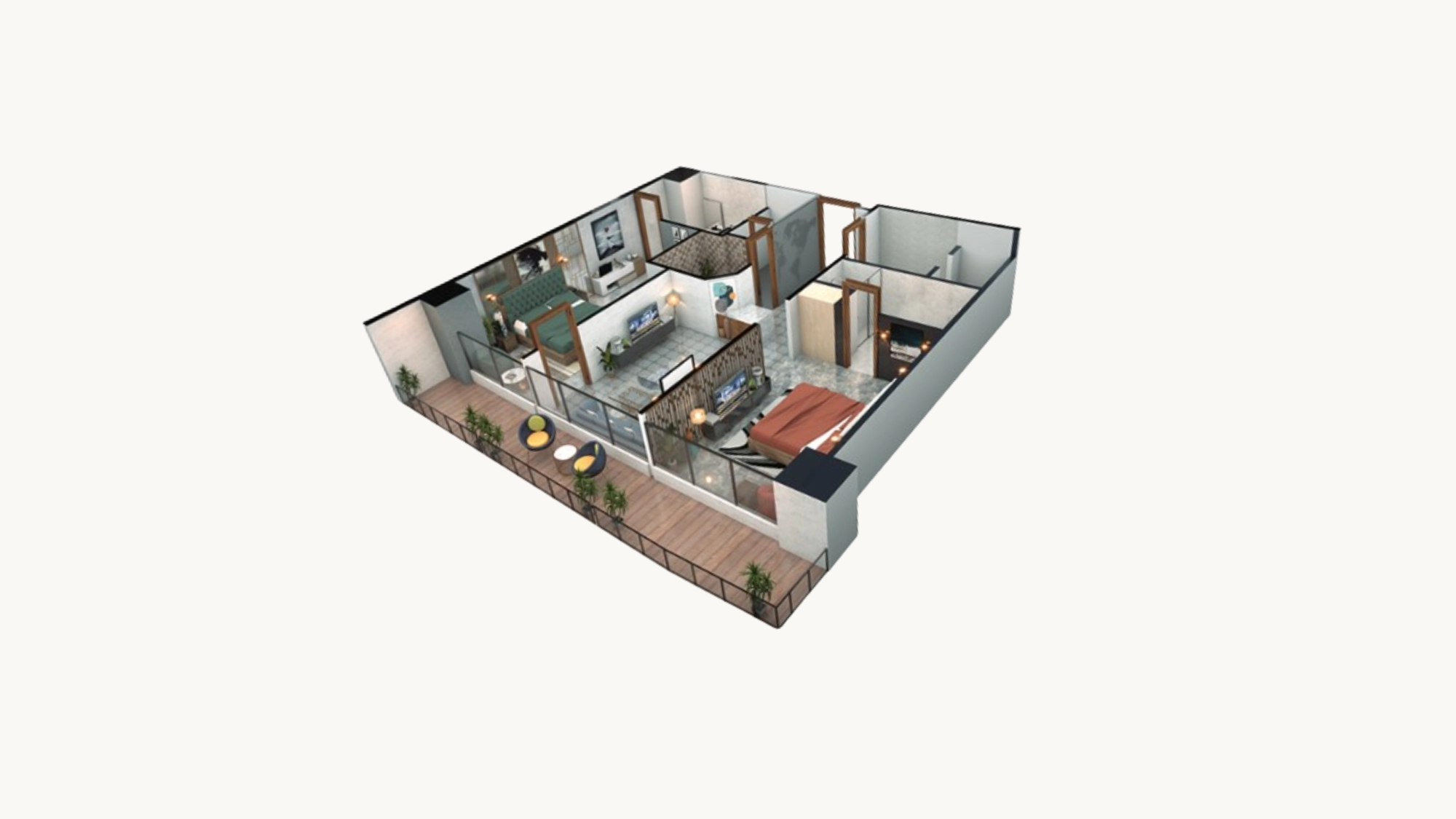Two Bedroom Apartment Floor Plan - 2 Bed Islamabad