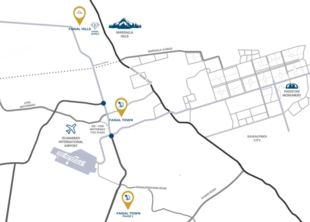 Faisal Jewel Islamabad Location Map - Prime Area in Faisal Hills
